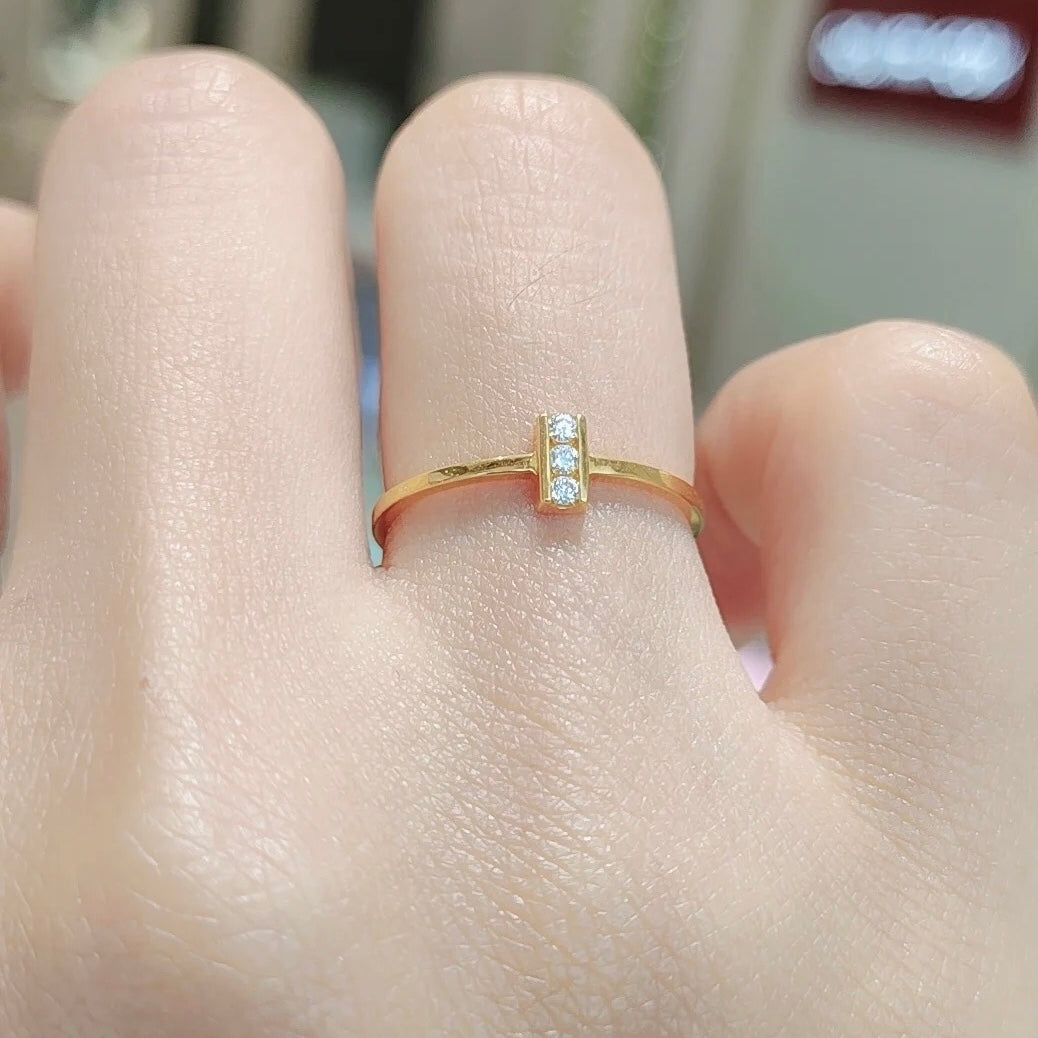 ANSTER Jewelry Anel de diamante ético feito à mão em ouro 18K com lapidação pera cultivado em laboratório 