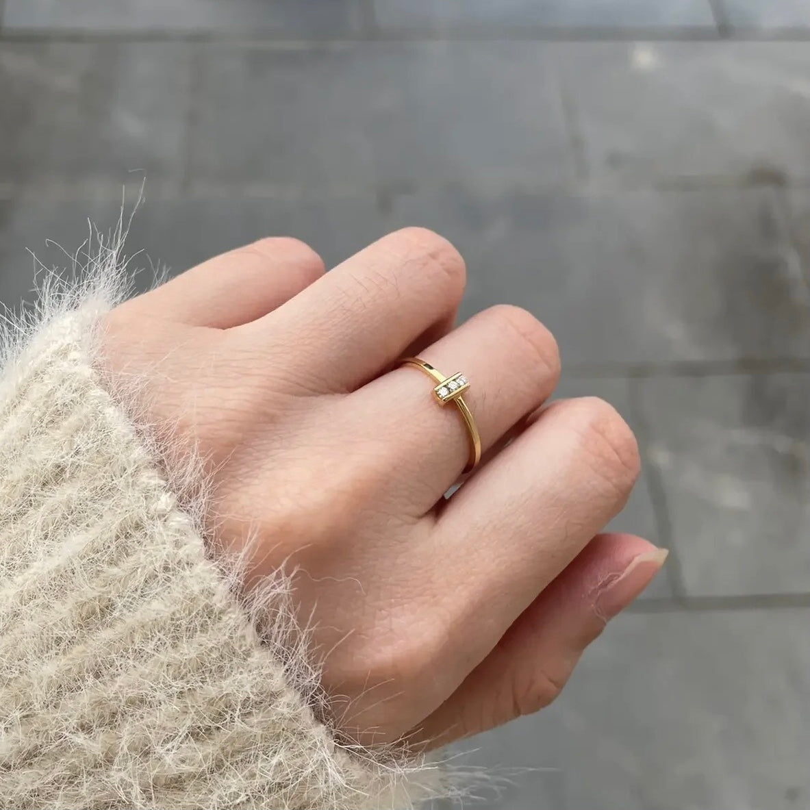 ANSTER Wholesales Price Round cut Melee Lab Grown Diamond Ring with IGI 22K Gold Ring