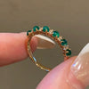 ANSTER Wholesales Price 3mm Cabochon cut Lab Grown Emerald Half Eternity Ring with GRC