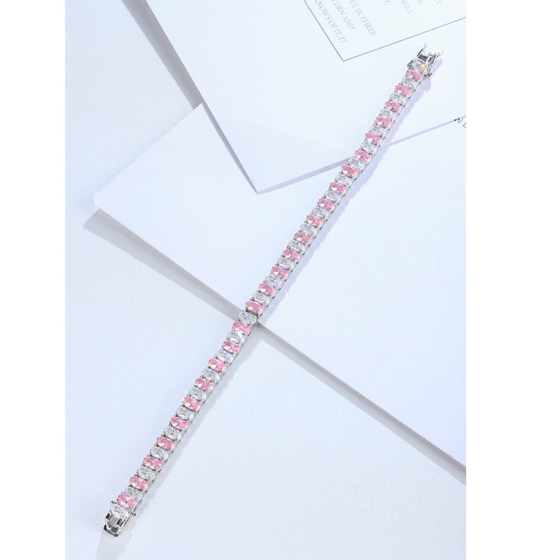 ANSTER Jewelry Custom Oval Cut Pink Lab Grown Diamond PT950 Platinum Bracelet