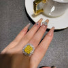 ANSTER Jewelry IGI Platinum PT950 10ct Asscher Cut Yellow Lab Grown Diamond Ring