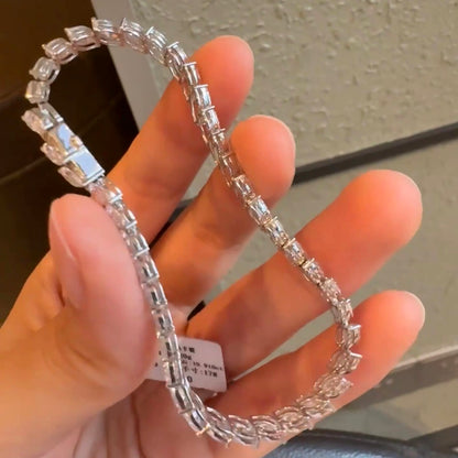 ANSTER Jewelry Marquise cut Lab Grown Diamond Tennis Chain Bracelet with IGI