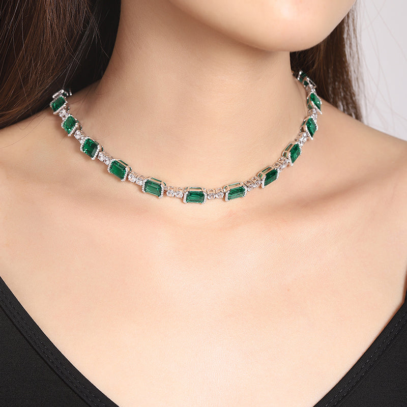 ANSTER Jewelry Custom 18K Gold Emerald Lab Grown Gemstone Necklace