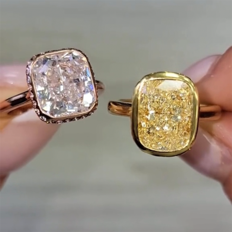 ANSTER Jewelry Anel de diamante ético feito à mão em ouro 18K com lapidação pera cultivado em laboratório 
