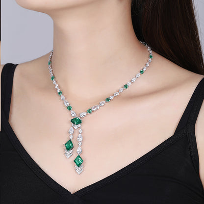 ANSTER Emerald Lab Grown Gemstone 18K Gold Necklace Jewelry sets