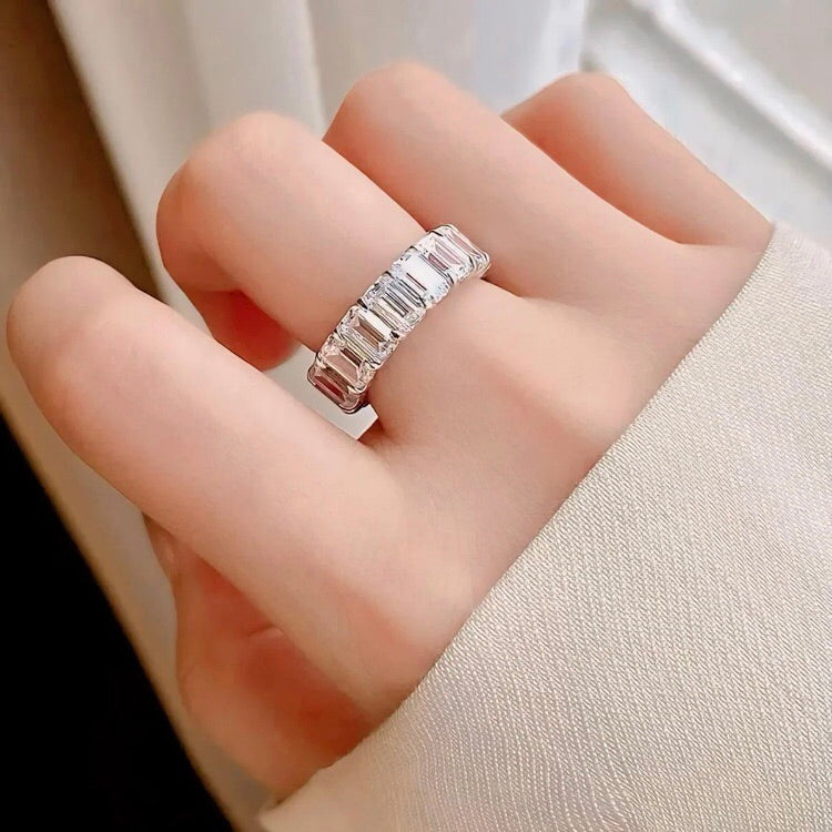 ANSTER Jewelry IGI Open 18K gold Ring Square Cut Lab Grown Diamond Tennis Ring