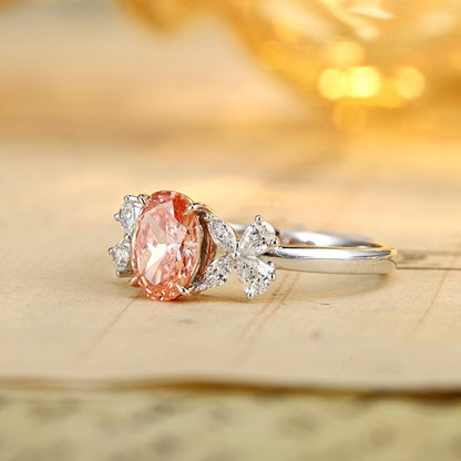 ANSTER Jewelry Anel de diamante ético feito à mão em ouro 18K com lapidação pera cultivado em laboratório 