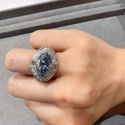 ANSTER Platinum Jewelry PT950 Ring 4.39ct VVS Fancy Blue Lab Grown Diamond Ring with IGI