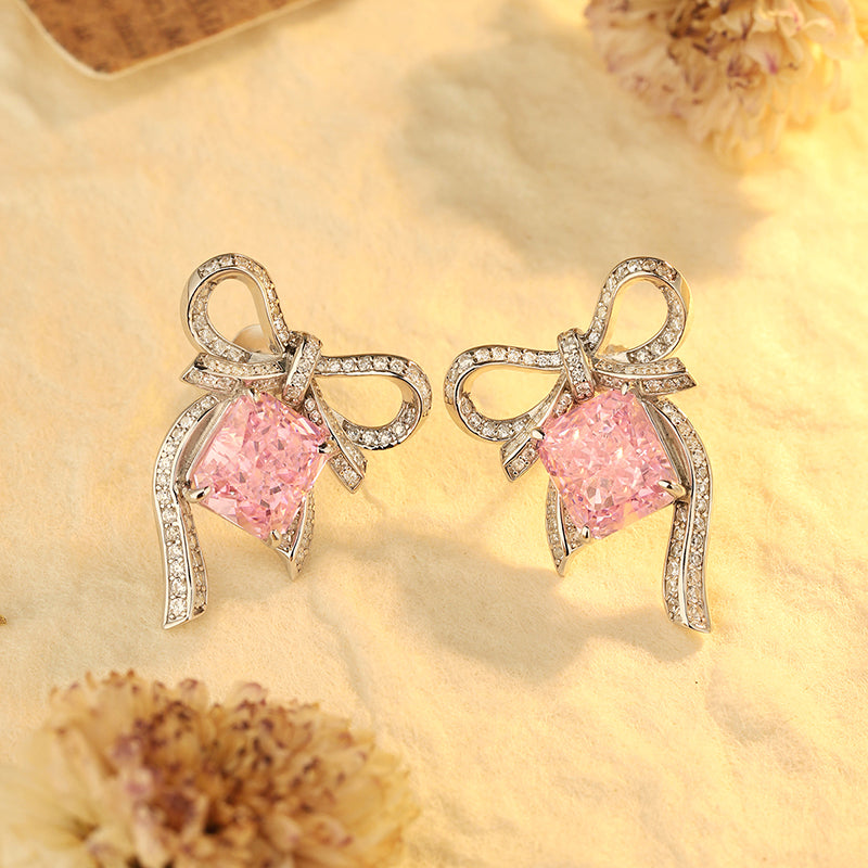 ANSTER Jewelry Customize PT950 Platinum Pink Lab Grown Diamond Earrings