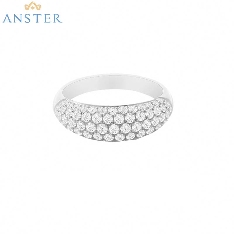 ANSTER Jewelry Anel de diamante ético feito à mão em ouro 18K com lapidação pera cultivado em laboratório 