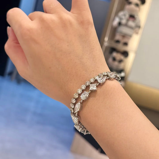 ANSTER Jewelry Mix cut Lab Grown Diamond Tennis Bracelets with IGI