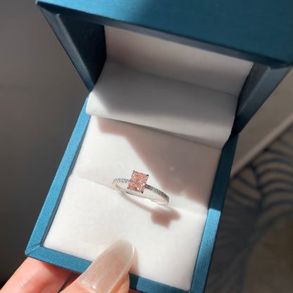 ANSTER Jewelry IGI Platinum PT950 5ct Radiant Cut Pink Lab Grown Diamond Ring