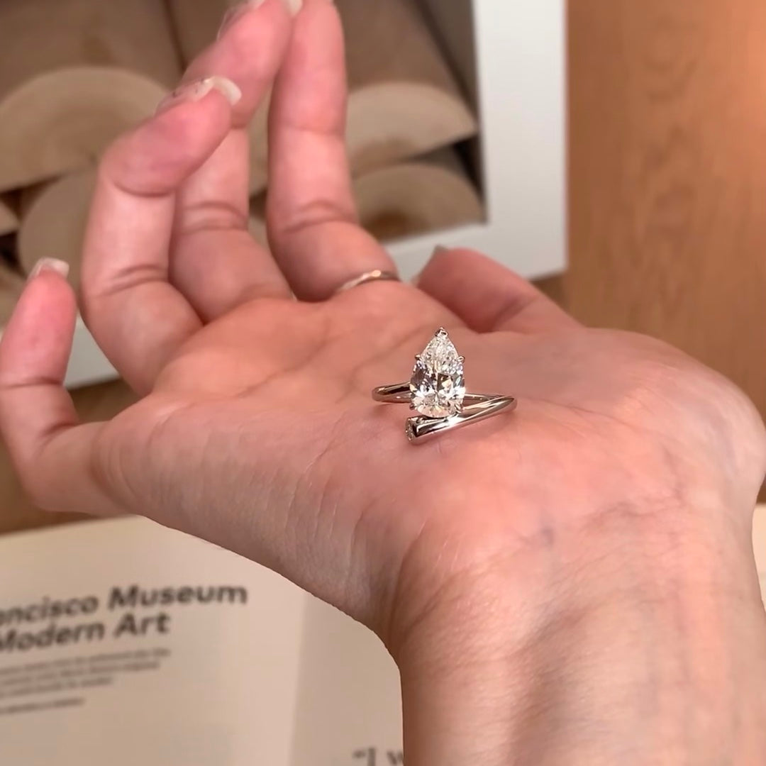 ANSTER Platinum Jewelry PT950 Ring 2ct VVS2 CVD Lab Grown Diamond Ring with IGI