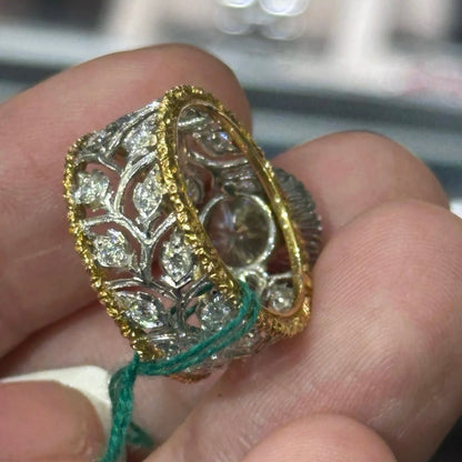 ANSTER Jewelry Anel de diamante ético feito à mão em ouro 18K com lapidação pera cultivado em laboratório 