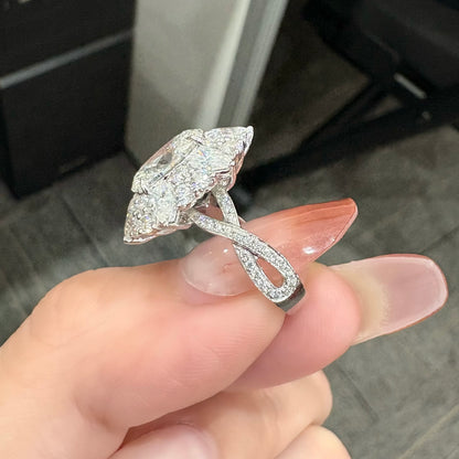 ANSTER Jewelry Anel de diamante ético feito à mão em ouro 18K com lapidação pera cultivado em laboratório 