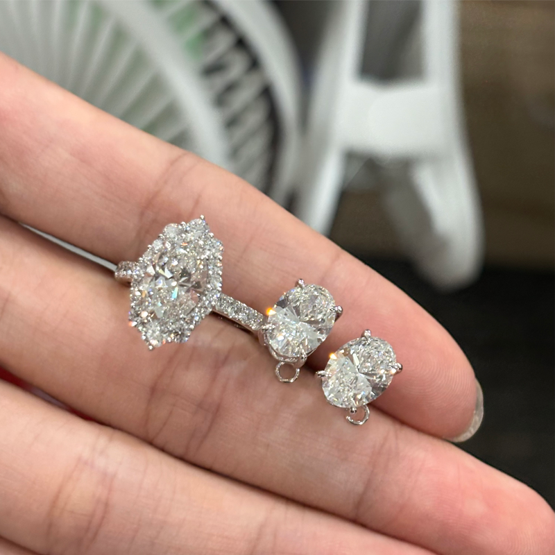 ANSTER Jewelry Anel de diamante ético feito à mão em ouro 18K com lapidação pera cultivado em laboratório 