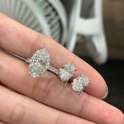 ANSTER Jewelry Anel de diamante ético feito à mão em ouro 18K com lapidação pera cultivado em laboratório 