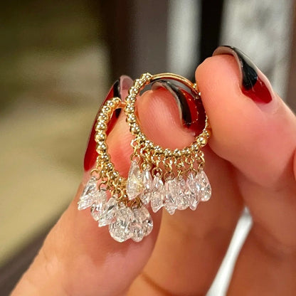 ANSTER Customized Lab Grown Diamond Drop Earrings 9K/10K/14K/18K Gold Jewelry