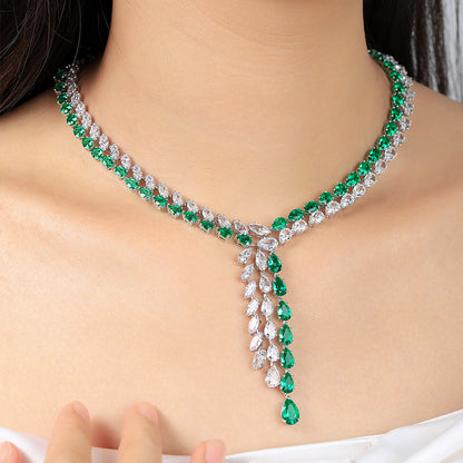 ANSTER Fine Jewelry Emerald Lab Grown Gemstone 18K Gold Necklace