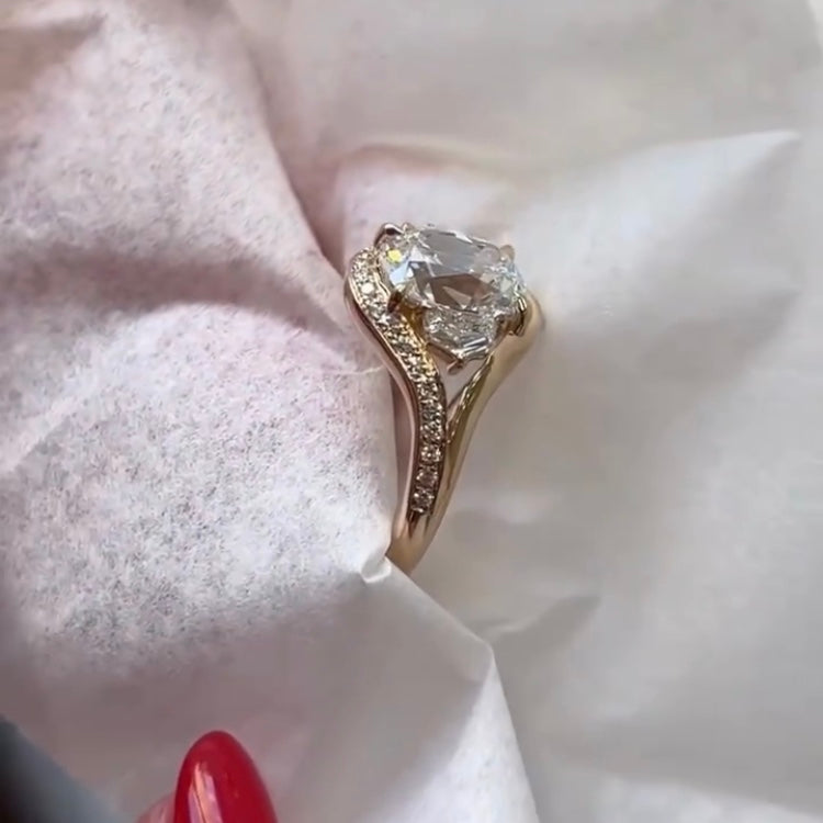 ANSTER Customized Jewelry 18K Gold 2ct Old Mine Cut Lab Grown Diamond Ring with IGI