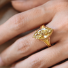 ANSTER Custom Marquise cut Lab Grown Yellow Diamond Ring 18K Yellow Gold Ring