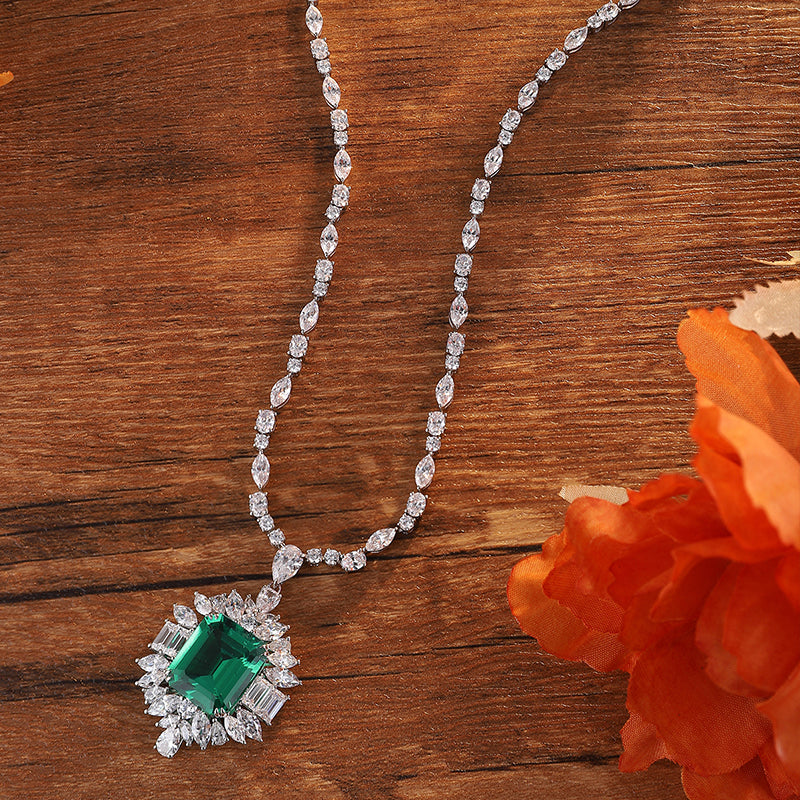 ANSTER Fine Jewelry Emerald Lab Grown Gemstone 18K Gold Necklace