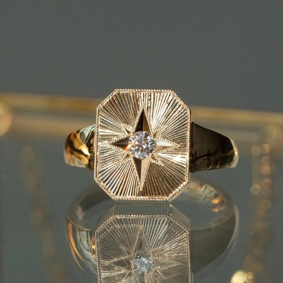 ANSTER Jewelry 18K Gold 0.5ct Round Cut Lab Grown Diamond Ring with IGI