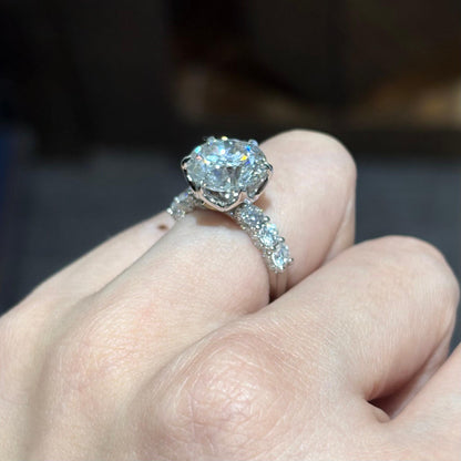 ANSTER Customized 18K White Gold Ring 4ct Round cut Lab Grown Diamond Ring with IGI