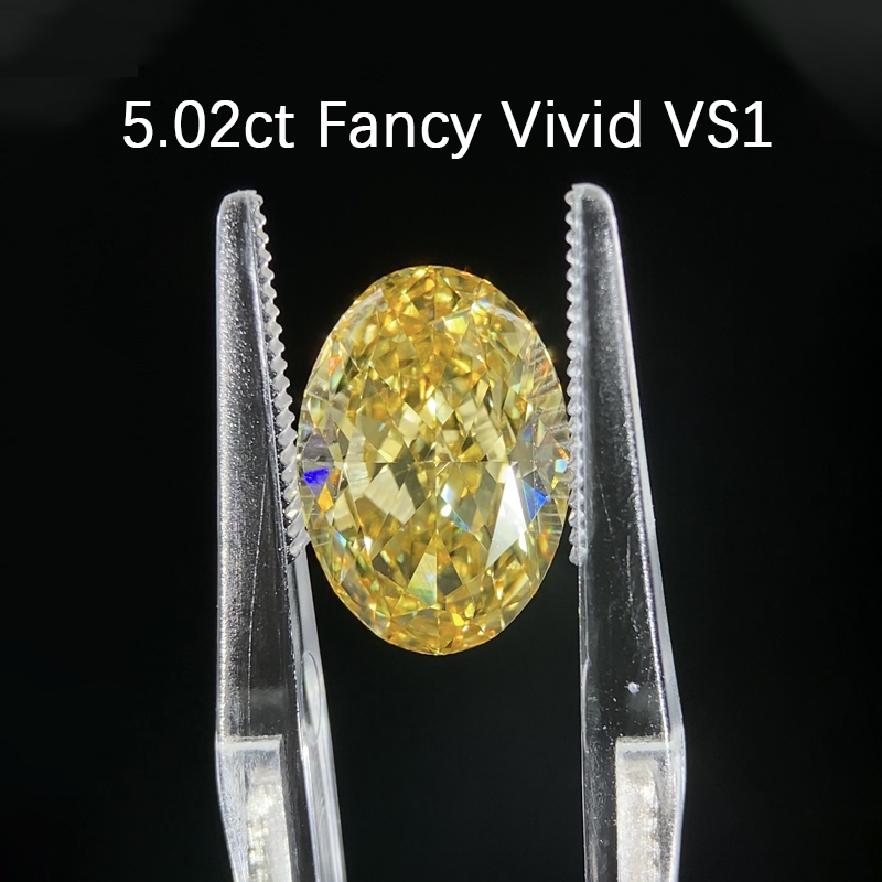 ANSTER Wholesales Price 18K White Gold 5ct Oval cut FancyYellow Lab Grown Diamond Ring with IGI
