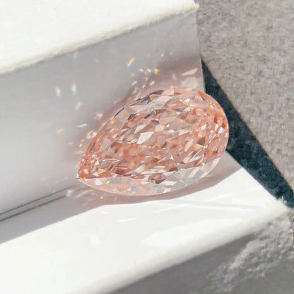 ANSTER Jewelry Anel de diamante ético feito à mão em ouro 18K com lapidação pera cultivado em laboratório 