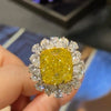 ANSTER Jewelry IGI Platinum PT950 10ct Asscher Cut Yellow Lab Grown Diamond Ring