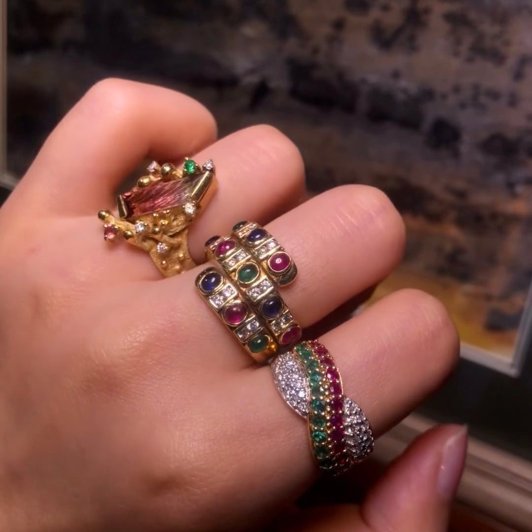 ANSTER Jewelry Anel de diamante ético feito à mão em ouro 18K com lapidação pera cultivado em laboratório 