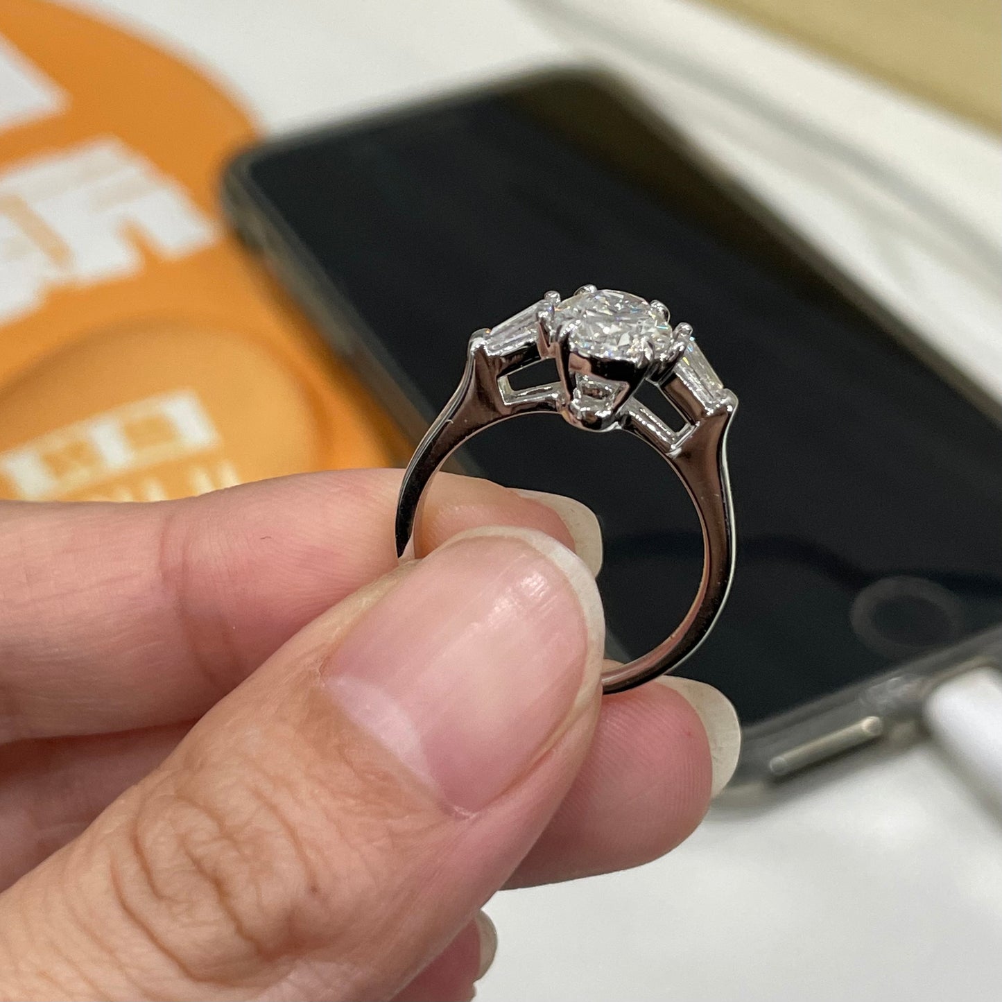 ANSTER Platinum Jewelry PT950 Ring 1.5ct VVS DEF Lab Grown Diamond Engagement Ring with IGI