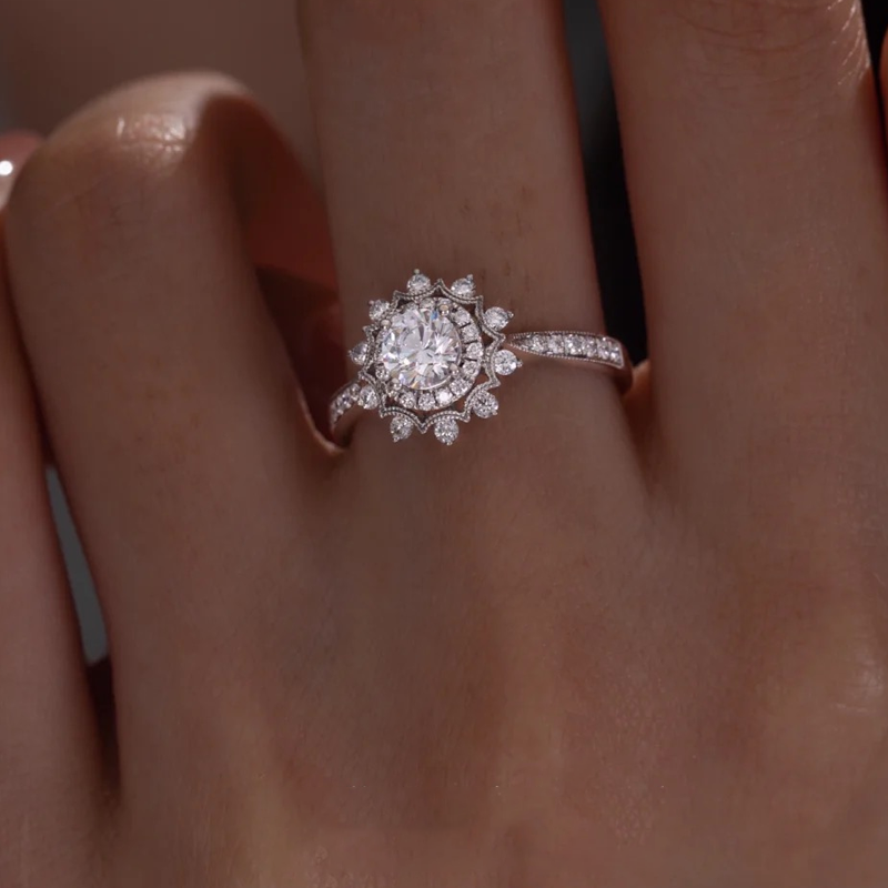 ANSTER Jewelry Customized Zhaolusi 1.5ct Snowflake Shape Diamond Wedding Ring with IGI