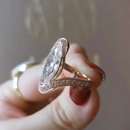 ANSTER Gold Jewelry 18K Rose Gold Ring 5ct CVD Fancy Lab Grown Diamond Ring with IGI