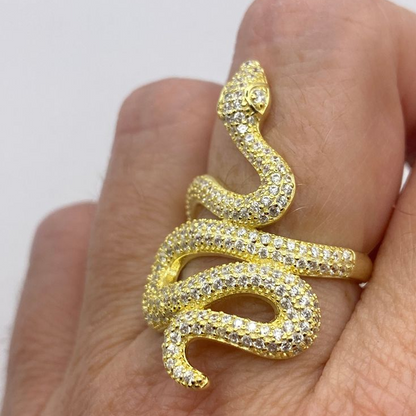 ANSTER Jewelry 18K Gold Melee Lab Grown Diamond Snake Ring with IGI