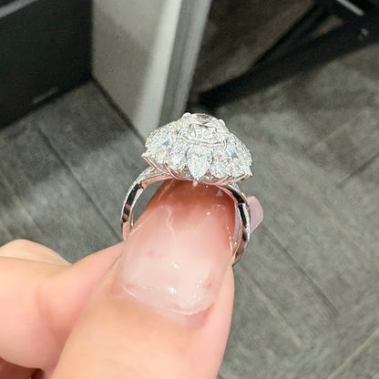 ANSTER Jewelry Anel de diamante ético feito à mão em ouro 18K com lapidação pera cultivado em laboratório 