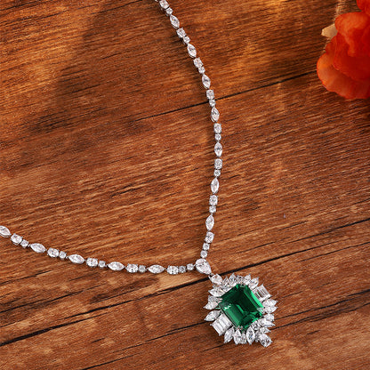 ANSTER Fine Jewelry Emerald Lab Grown Gemstone 18K Gold Necklace
