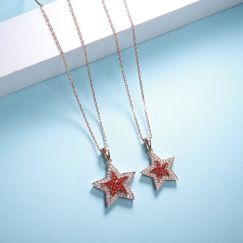 ANSTER Jewelry Anel de diamante personalizado em forma de estrela e lua cultivado em laboratório 