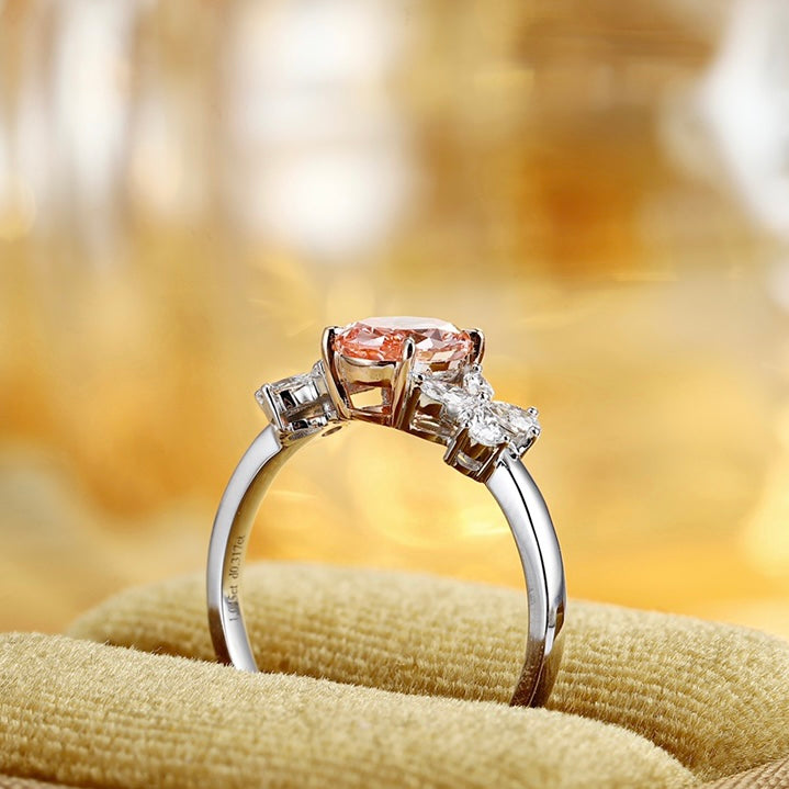 ANSTER Jewelry Anel de diamante ético feito à mão em ouro 18K com lapidação pera cultivado em laboratório 