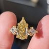 ANSTER Jewelry 18K Gold 3ct Pear Cut Fancy Vivid Yellow Lab Grown Diamond Ring with IGI