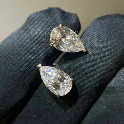ANSTER Jewelry Anel de diamante ético feito à mão em ouro 18K com lapidação pera cultivado em laboratório 
