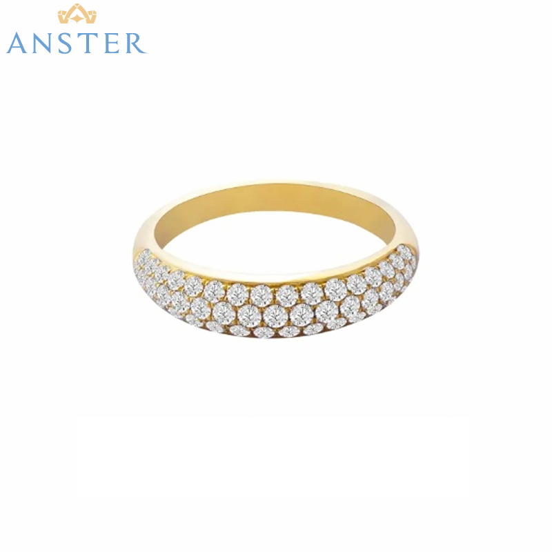 ANSTER Jewelry Anel de diamante ético feito à mão em ouro 18K com lapidação pera cultivado em laboratório 
