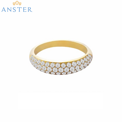 ANSTER Jewelry Anel de diamante ético feito à mão em ouro 18K com lapidação pera cultivado em laboratório 