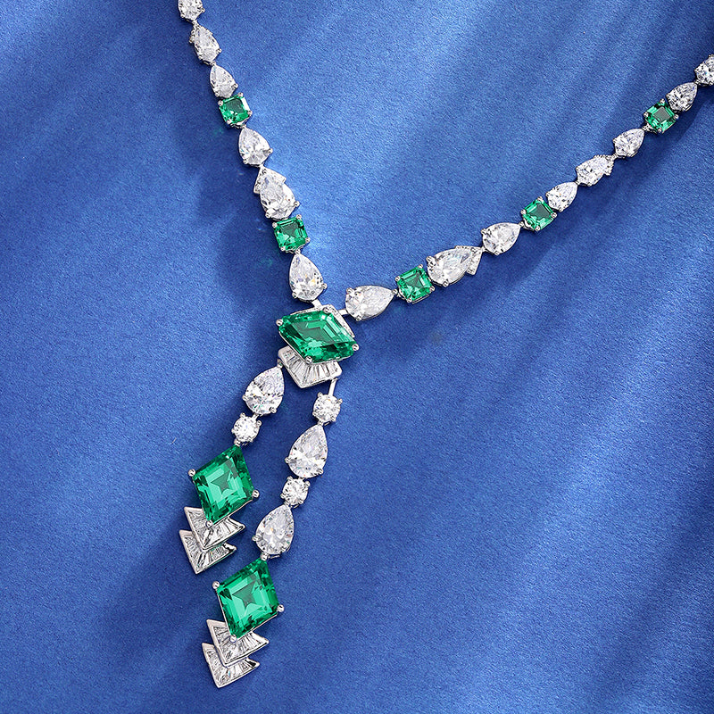 ANSTER Emerald Lab Grown Gemstone 18K Gold Necklace Jewelry sets