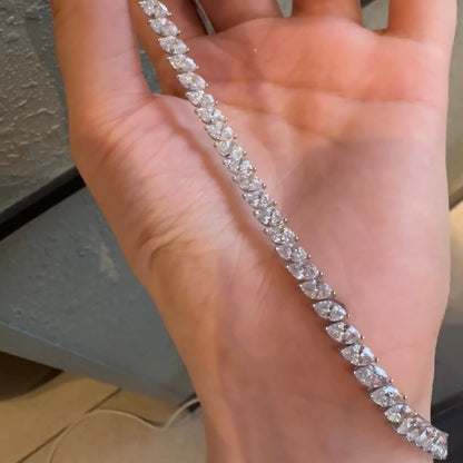 ANSTER Jewelry Marquise cut Lab Grown Diamond Tennis Chain Bracelet with IGI