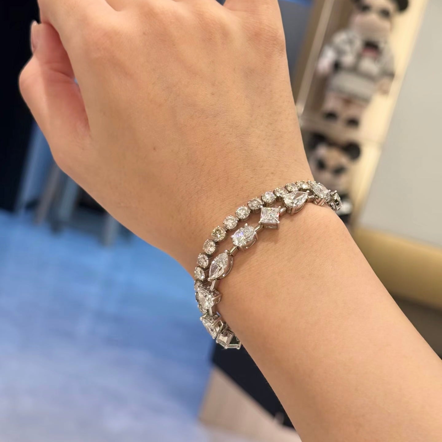 ANSTER Jewelry Mix cut Lab Grown Diamond Tennis Bracelets with IGI