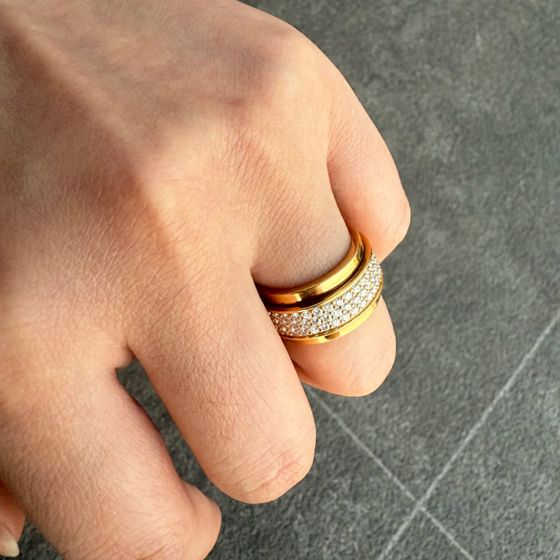 ANSTER Customized Fine Jewelry Rotating Design Meleee Lab Grown Diamond Ring