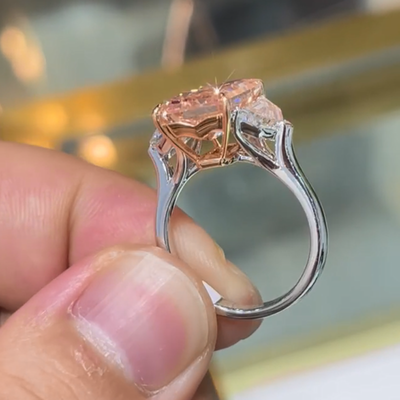 ANSTER Jewelry Anel de diamante ético feito à mão em ouro 18K com lapidação pera cultivado em laboratório 