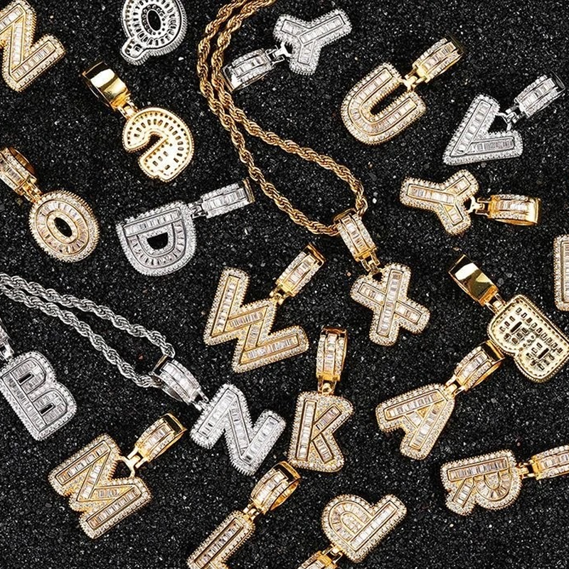 ANSTER Jewelry Custom 18K Gold Letter Shape Lab Grown Diamond Necklace Chains